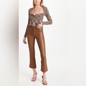 Paige Claudine Ankle Flare Jeans Faux Leather in Dark Argan size 27